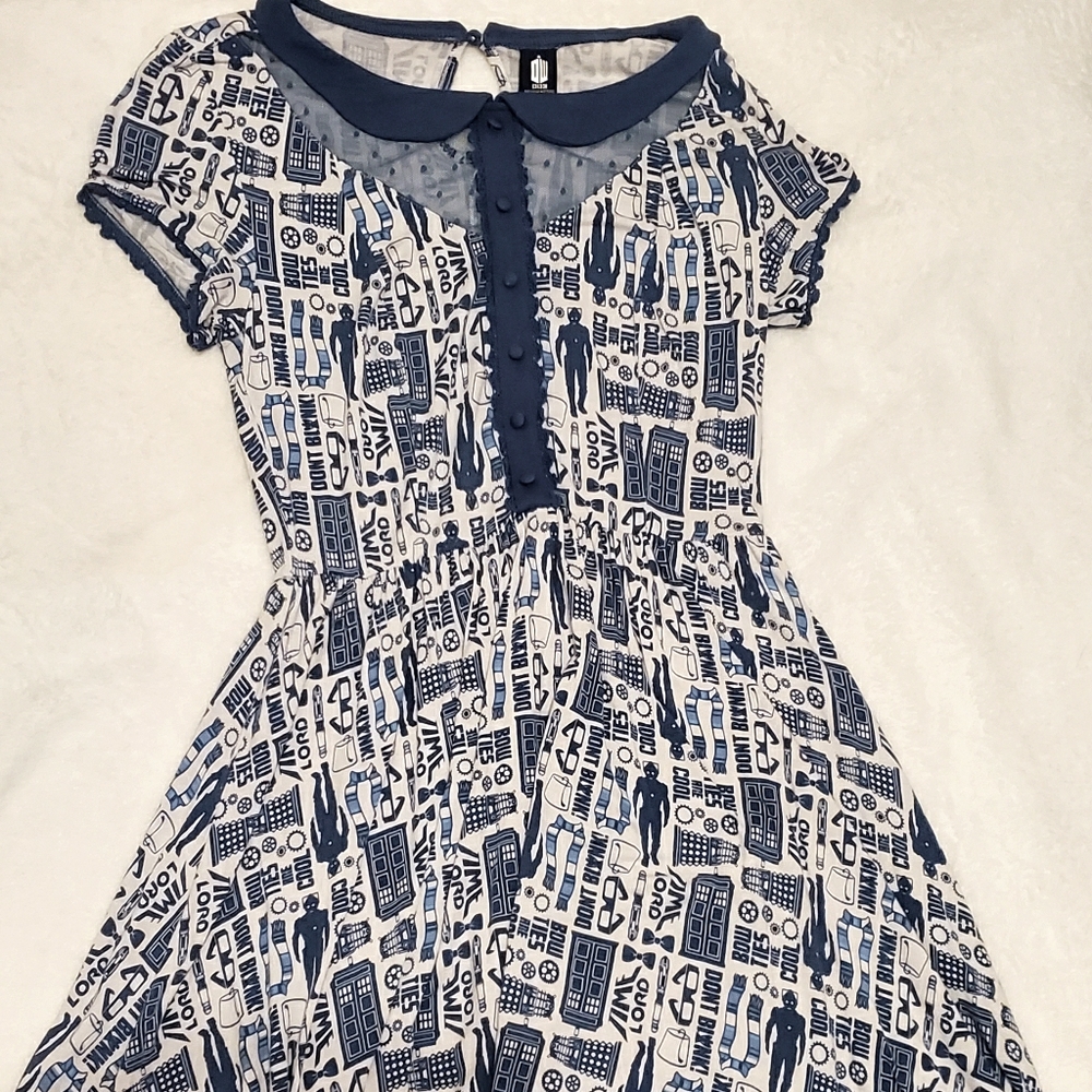 Hot Topic Doctor Who Tardis Print Collared Dress